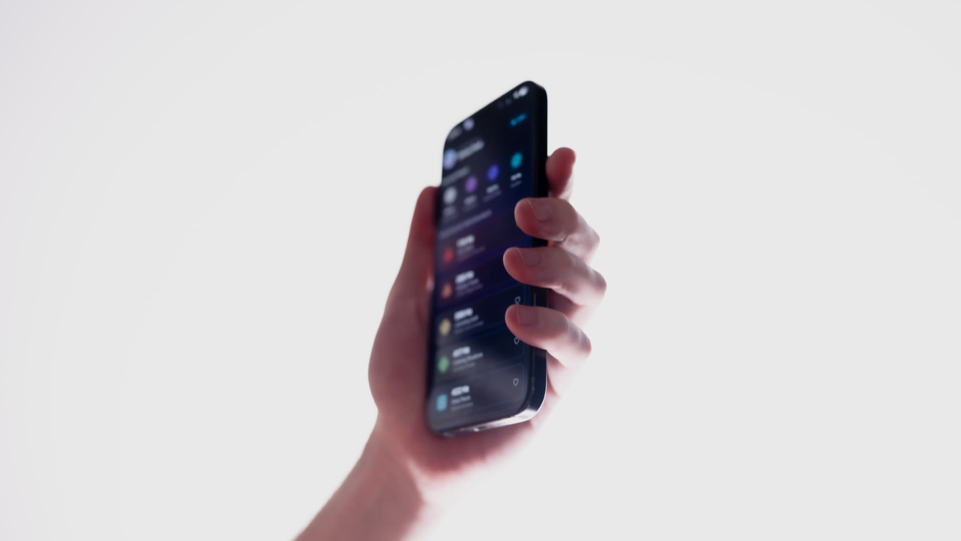 SelfLove app held in hand on a bright white studio background