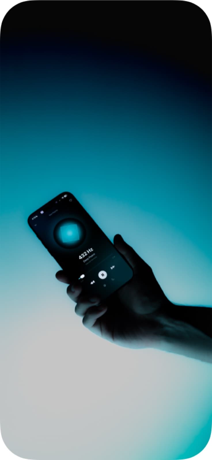 432 Hz SelfLove player in cyan light