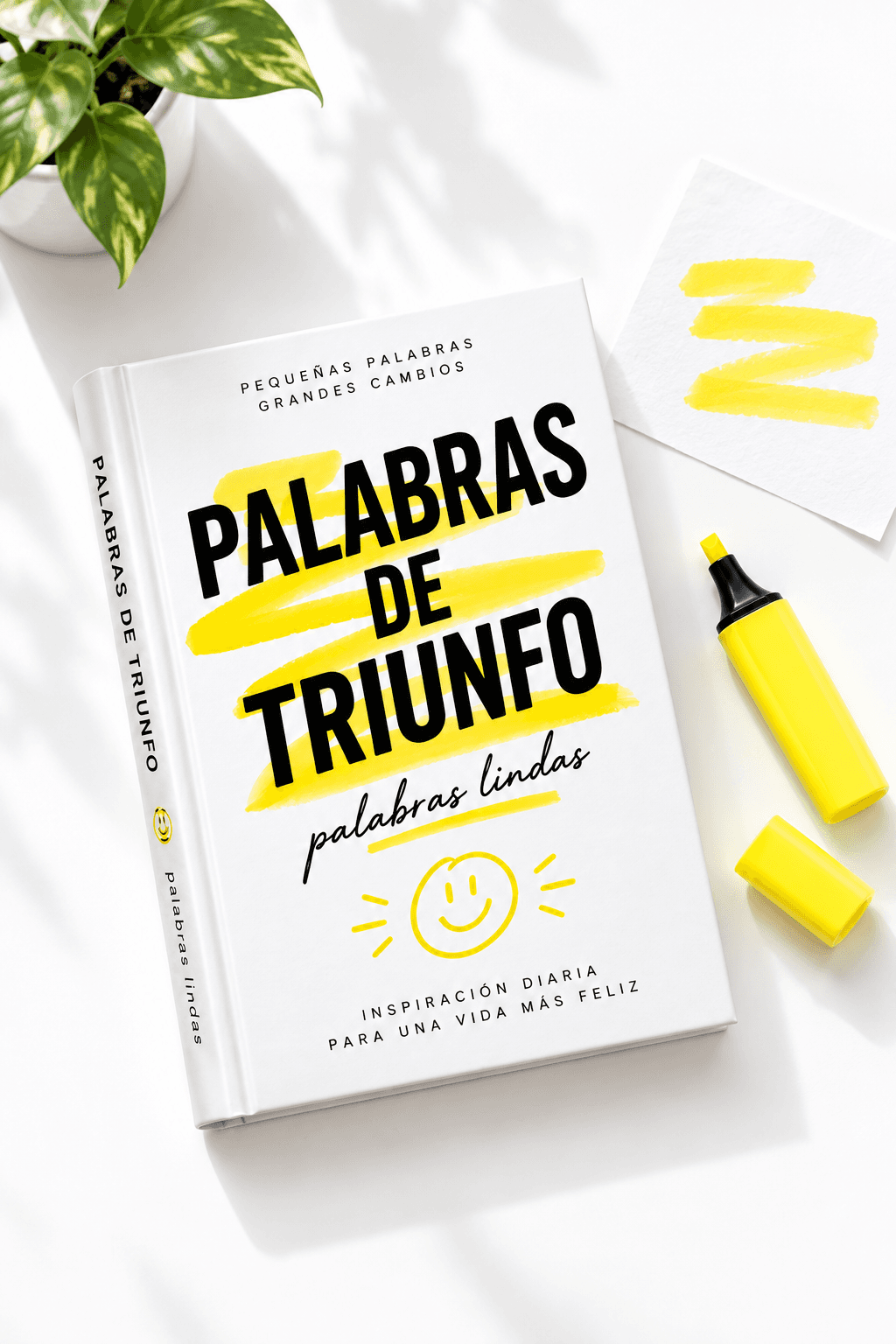 Nueva portada de Palabras de Triunfo sobre una mesa luminosa