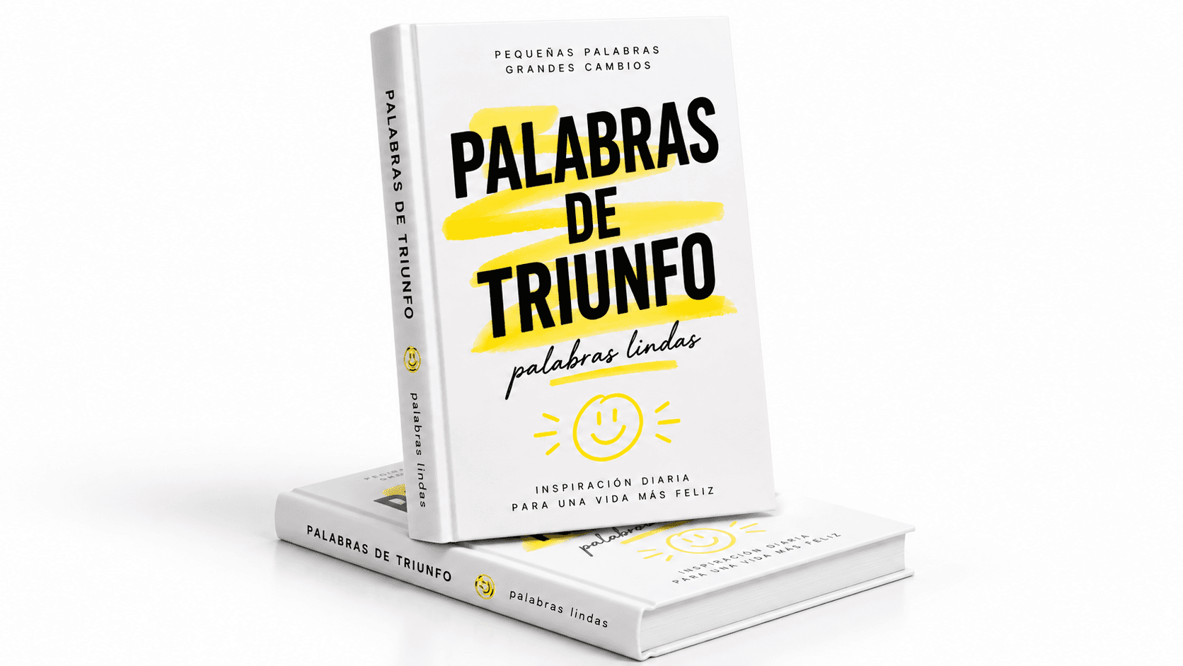 Dos libros Palabras de Triunfo apilados en un estudio blanco