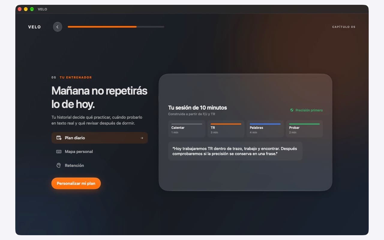 Plan diario adaptativo de VELO