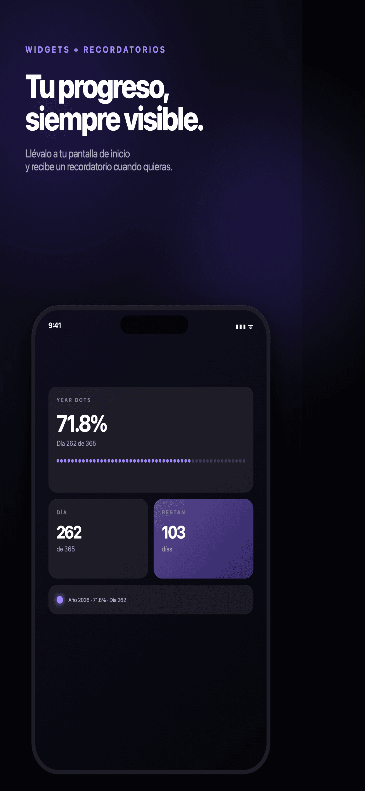 YearDots — Always visible